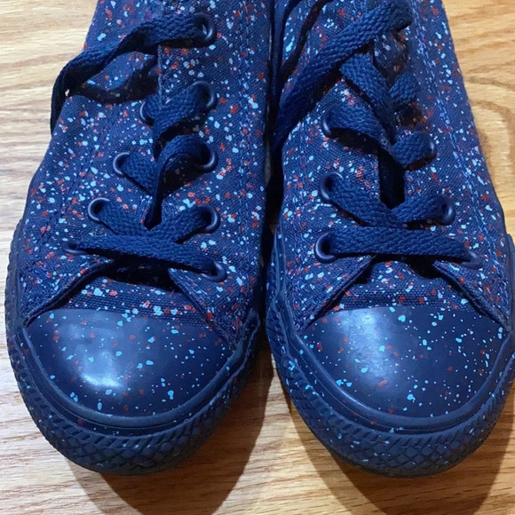 Converse Big Boy Size 1 Chuck Taylor Splatter Casual Sneaker Low Top‎ Paint Blue - Picture 2 of 8